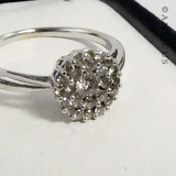 White Gold and Diamond Cluster Ring.