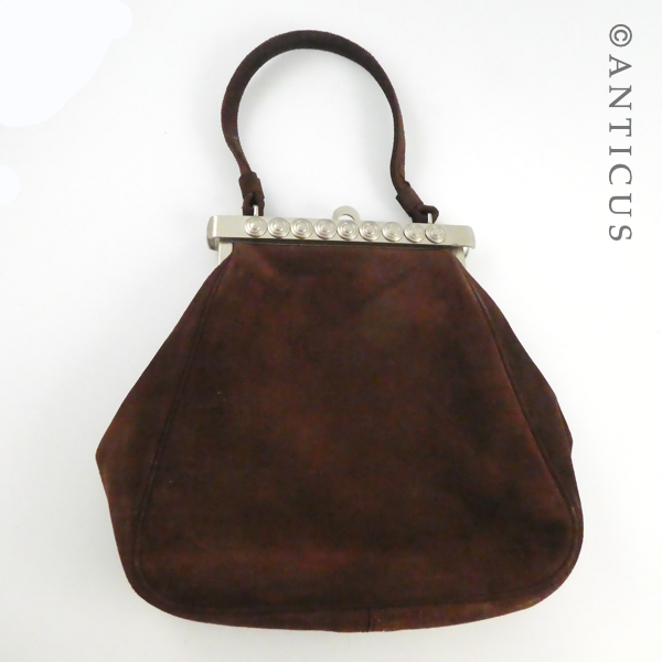 Vintage Handbag, Suede. Hermes Label?