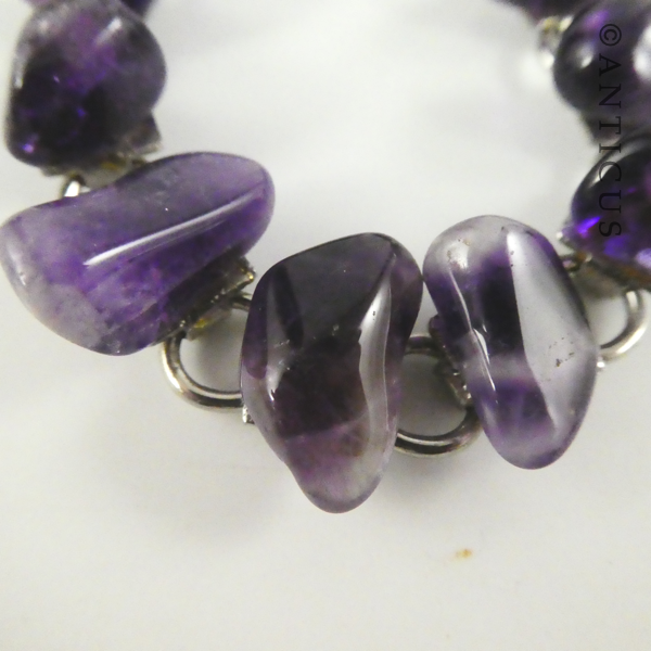 Vintage Amethyst Stones Bracelet and Earrings.