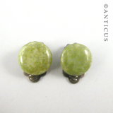 Vintage Round Green Clip Earrings.