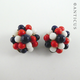 Red, White and Blue Vintage Clip Earrings.