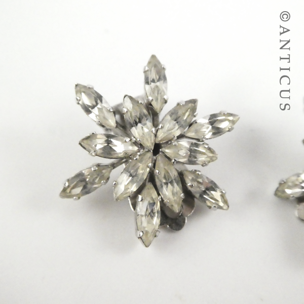 Vintage Diamanté Star Flower Earrings.