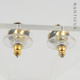 Pair Small Enamel and Gold Knot Earrings.