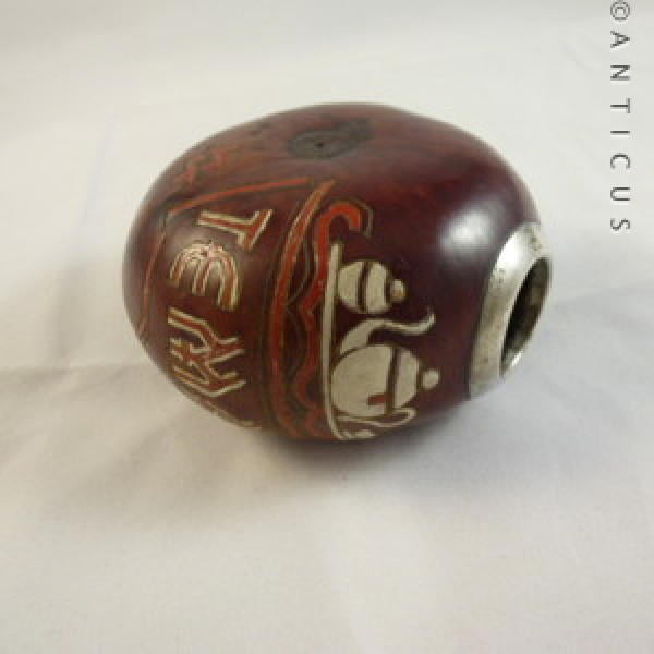 Silver Rimmed Tea Caddy made from Nut.