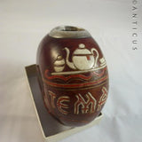 Silver Rimmed Tea Caddy made from Nut.