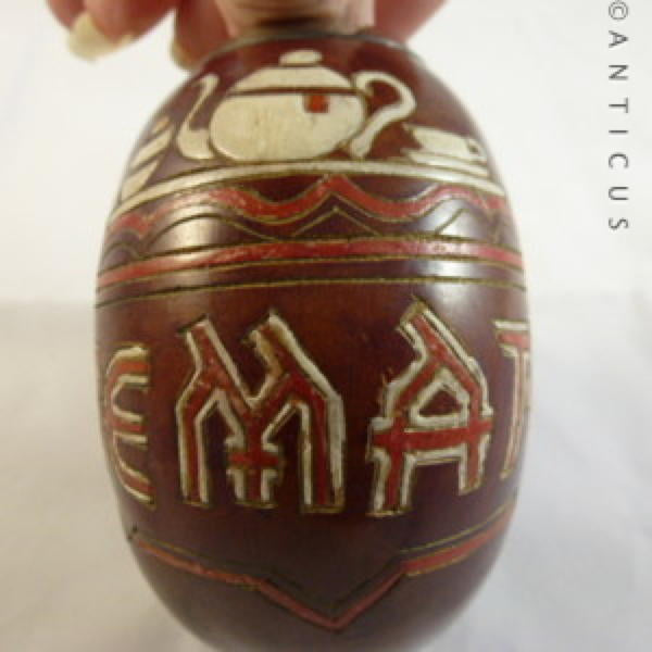 Silver Rimmed Tea Caddy made from Nut.