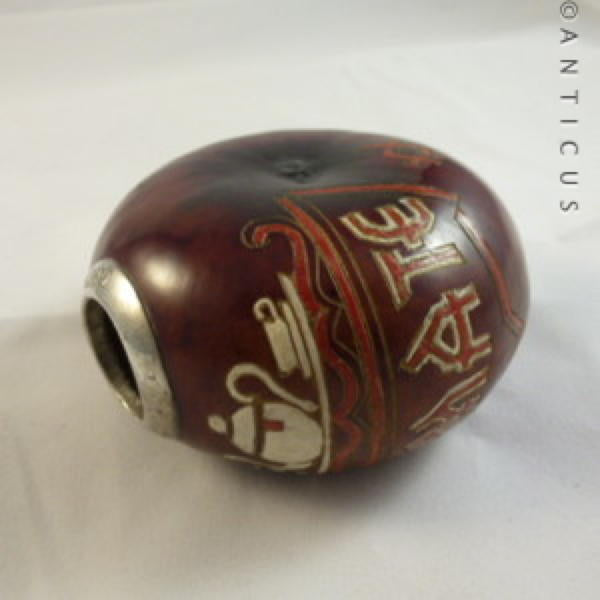Silver Rimmed Tea Caddy made from Nut.