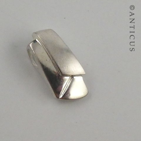 Tab Style Pendant, Two-Tone Silver.