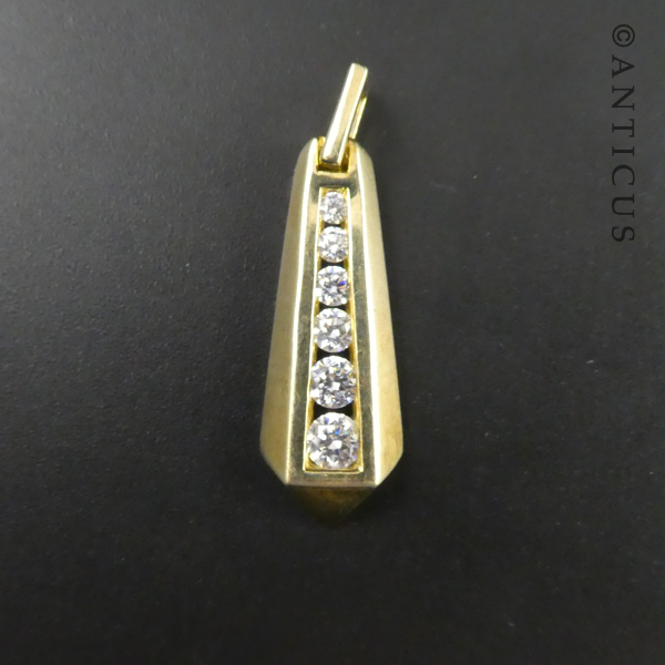 Gold Vermeil Bar Pendant with Crystals.