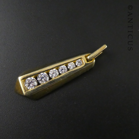 Gold Vermeil Bar Pendant with Crystals.