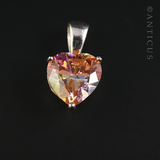 Pretty Coloured Heart Pendant, CZ and Silver.