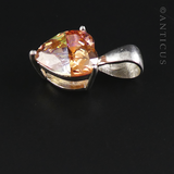 Pretty Coloured Heart Pendant, CZ and Silver.