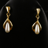 Costume Earrings, Gold Plate and Faux Pearl.