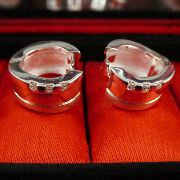 Sterling Silver Small Hoop Earrings with CZs
