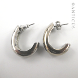 Pair of Half Hoop Earrings, Blue Stones.