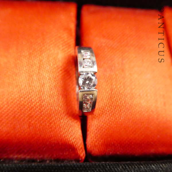 Pair of Silver Huggie Earrings with CZ's.