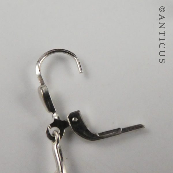 Silver Drop Earrings with Small Crystal.