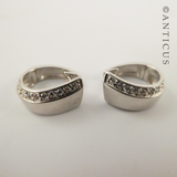 Pair of Silver Huggie Earrings with CZ's.