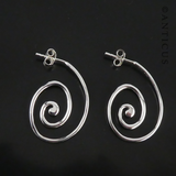 Silver Curled Circle Hoop Earrings.