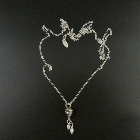 Halia Long Chain Necklace with Two Pearls.