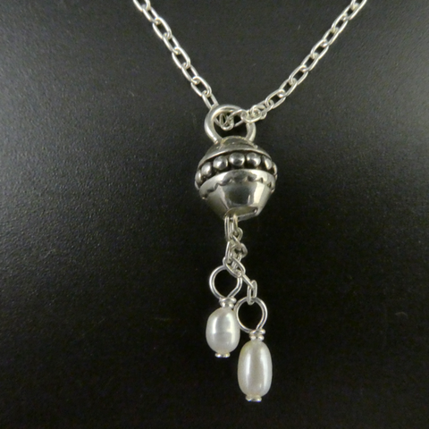 Halia Long Chain Necklace with Two Pearls.