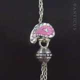 Pink Paisley Charm with Pearls on Long Chain.