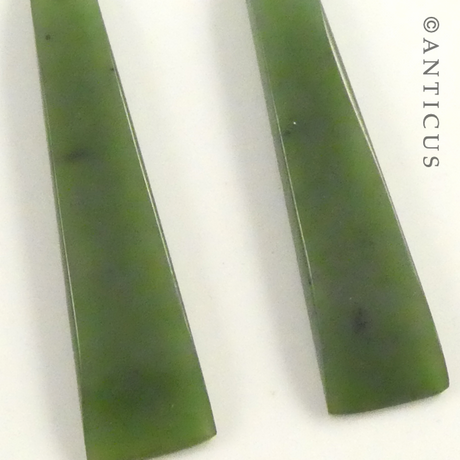 Greenstone Jade Drop Earrings,Toki Design.