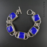 Mexican Silver and Blue Enamel Link Bracelet.