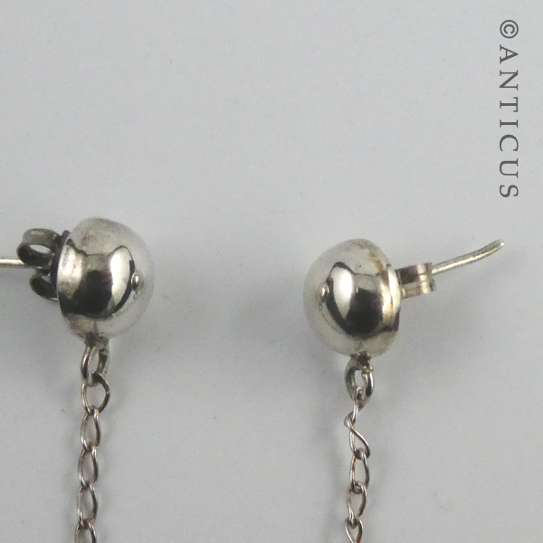 Long Silver Drop Earrings