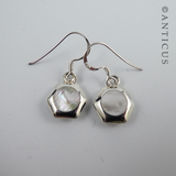 Turquoise, Silver & Mother of Pearl Earrings.