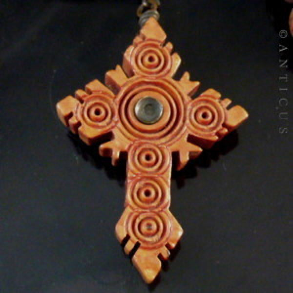 Antique Carved Rosary Beads with Stanhope.
