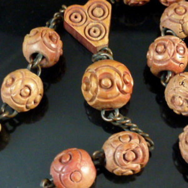 Antique Carved Rosary Beads with Stanhope.