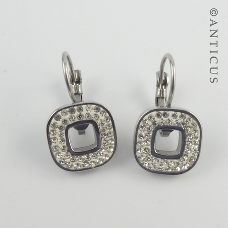 Zirconia Square Drop Earrings.