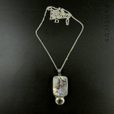 Pendant, Silver with Green Amethyst and Paua Shell.
