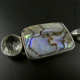 Pendant, Silver with Green Amethyst and Paua Shell.