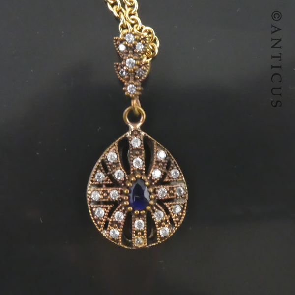 Pendant and Chain, Bronze and CZs