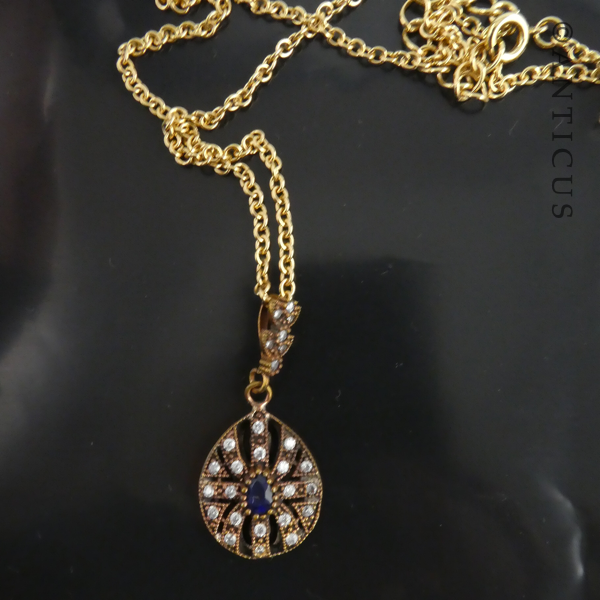 Pendant and Chain, Bronze and CZs
