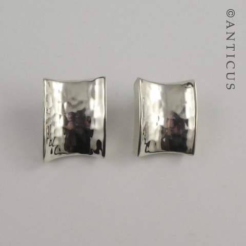 Hammered Silver Panel Earrings.