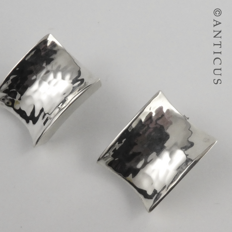 Hammered Silver Panel Earrings.