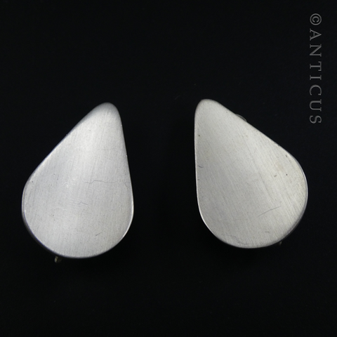 Pair of Brushed Silver Clip-on Earrings.