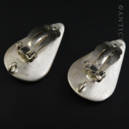 Pair of Brushed Silver Clip-on Earrings.