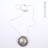 Roman Glass and Silver, Pendant on Chain.