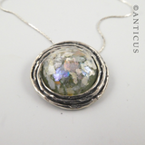 Roman Glass and Silver, Pendant on Chain.