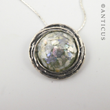 Roman Glass and Silver, Pendant on Chain.