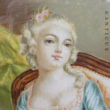 Antique French Portrait Miniature, Young Woman with Book.
