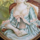 Antique French Portrait Miniature, Young Woman with Book.