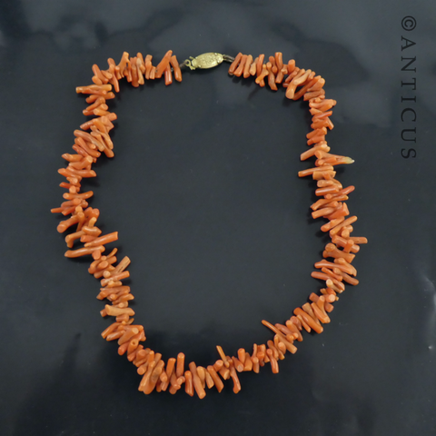 Vintage Coral Twig Necklace.