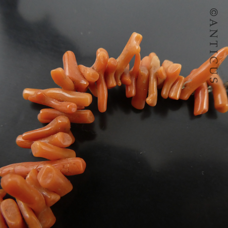 Vintage Coral Twig Necklace.