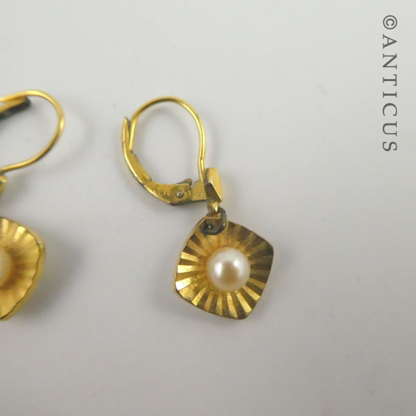 Pair of Cultured Pearl Drop Earrings.