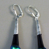 Dichroic Glass Earrings, Hand Made, Silver Mounted.